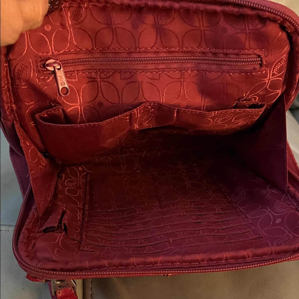 Fossil Deep Red Leather Crossbody  Messenger Bag - Picture 9 of 16